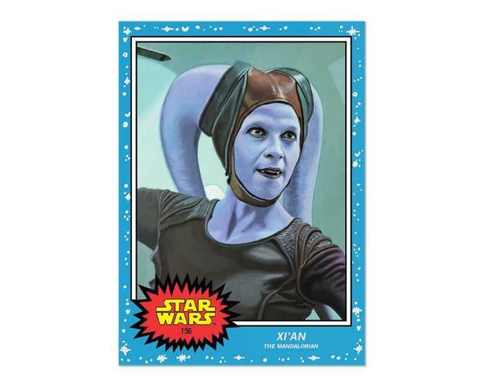 rebelbasecard's tweet photo. A very cool mix of Prequel & Mando cards for this week’s @topps #theLivingSet done so well by Kris Penix, aka @roguetrader58 - including a brilliant Stass Allie from #AttackOfTheClones & a great Xi’an from Season 1 of #TheMandalorian these are cards 155-156 & out now for one week https://t.co/nrgZRsesLM
