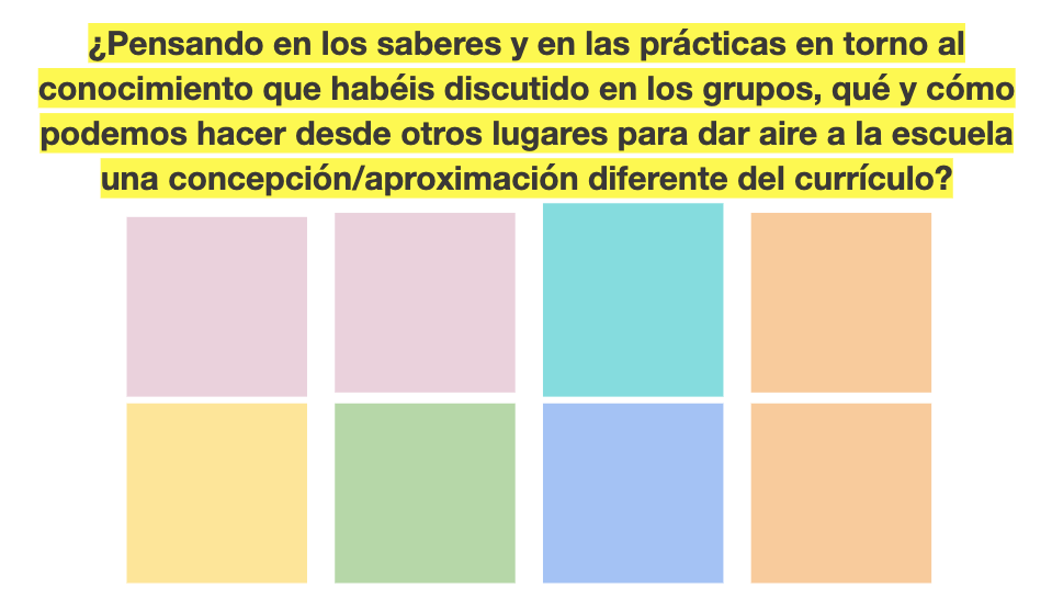 medialabMM's tweet image. Continúa una interesante y rica sesión de #DarnosAire con un trabajo en grupos que invita a concebir la educación sin compartimentos estancos, una escuela que plantee preguntas y un #STEAM que no olvide la importancia de la A de Arte.

🍃🌬️¿Cómo podemos darle aire a la escuela?