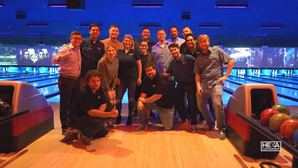hexacontainment's tweet photo. The #HEXA team had an absolute blast bowling last night! Who knew we had professional bowlers at #HEXA? #Thankful for this team. https://t.co/lGtEf6Jsr5