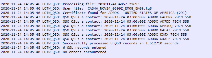 ad0dx's tweet photo. #amsat Partial list of QSL's from EM08 EM09 last night, #ad0squared pass with Mitch @ad0hj a few roads over in DM98/99 - thanks for being there! @SeanKutzko KX9X @bowkera WA6DNR @AK7DD Phil https://t.co/y5NuUKj9Pv