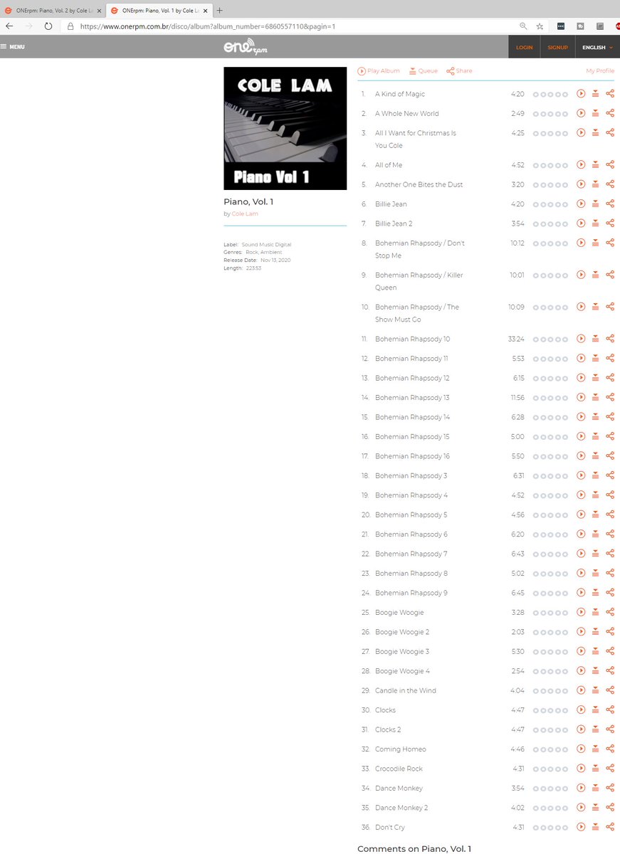 ColeLam2007's tweet photo. Found 2 more albums from label Sound Music Digital on @ONErpm website published without my permission. Taken from my YouTube. They have a comment form - anyone want to help me comment?
#onerpm #copyrightinfringement #copyrightfraud #SoundMusicDigital
https://t.co/PEHqBmnvQP https://t.co/02vGGeaO84