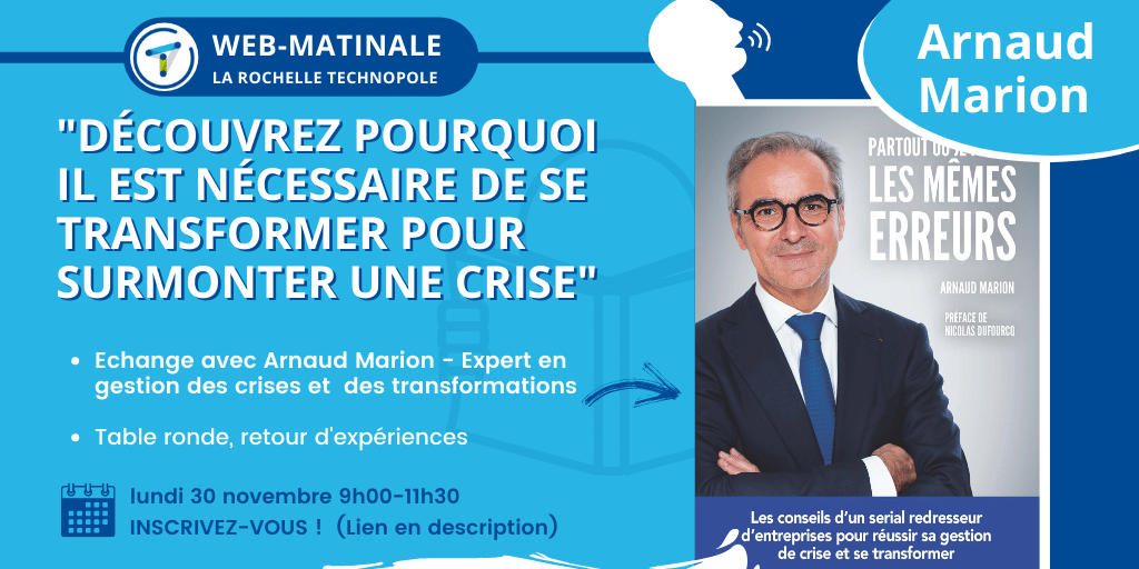 LRTechnopole's tweet photo. [#WebMatinale] Découvrez pourquoi il est NÉCESSAIRE de se transformer pour surmonter une crise 🟢🔵

🗣️Arnaud Marion, échange avec vous sur la nécessité de "SE TRANSFORMER POUR SURMONTER LA CRISE"📈

📅30/11, 9h-11h30
En savoir ➕ et INSCRIPTIONS :
👉https://t.co/mpNXOmoouB https://t.co/DwTfMBEfvg