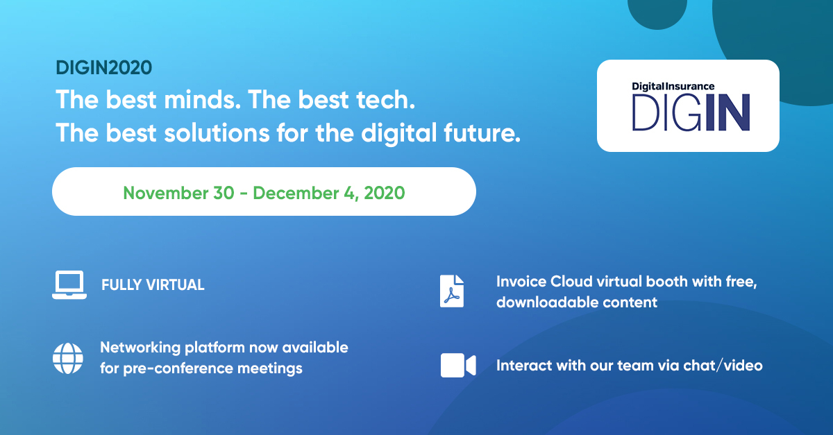 InvoiceCloud's tweet photo. Are you ready to #DigIn? Join us from November 30 through December 4 for #DigIn2020—@_diginsurance's virtual event—to examine and discuss the latest #innovations and #tech in #insurance. Learn more and register now: https://t.co/o9ZQ9UwIdK

#InsurTech #VirtualConference #DIGIN https://t.co/Er6qNGHdcU