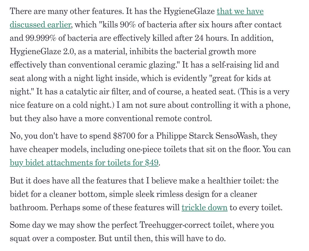 Duravit's tweet photo. Thank you @Treehugger for the wonderful article on SensoWash® Starck f. If you didn't think you needed a shower-toilet in your life, reading this article will change your mind! https://t.co/x8ykciqwmp #duravit #showertoilet #hygiene #sensowash #philippestarck https://t.co/MEfjhoBgZ6