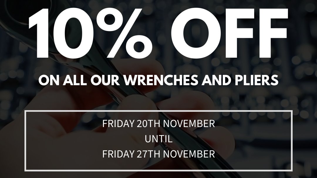 toolmarque's tweet photo. 10% OFF ALL OUR WENCHES AND PLIERS. OFFER ENDS FRIDAY 27TH NOV 20! VISIT OUR FACEBOOK TO SEE OUR PRODUCT RANGE!
#tools #cornwelltoolsuk #BlackFridayDeals #tooldeals #walsall #birminghamuk #handtools #pliers #wrenches #tooloffers #toolsale #powertools #toolmarque #Deals #toolbox https://t.co/yEYOknAO6C