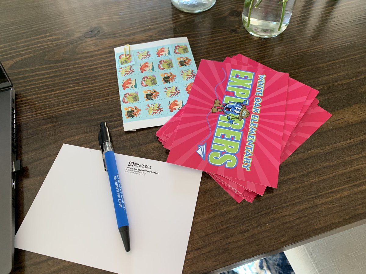 Taking a much needed break from the screen to write some Explorer Mail today!  Thankful for <a href="/PTAWOES/">White Oak Elementary PTA</a> for providing the postcards and stamps! <a href="/WhiteOakElem/">White Oak Elementary</a>