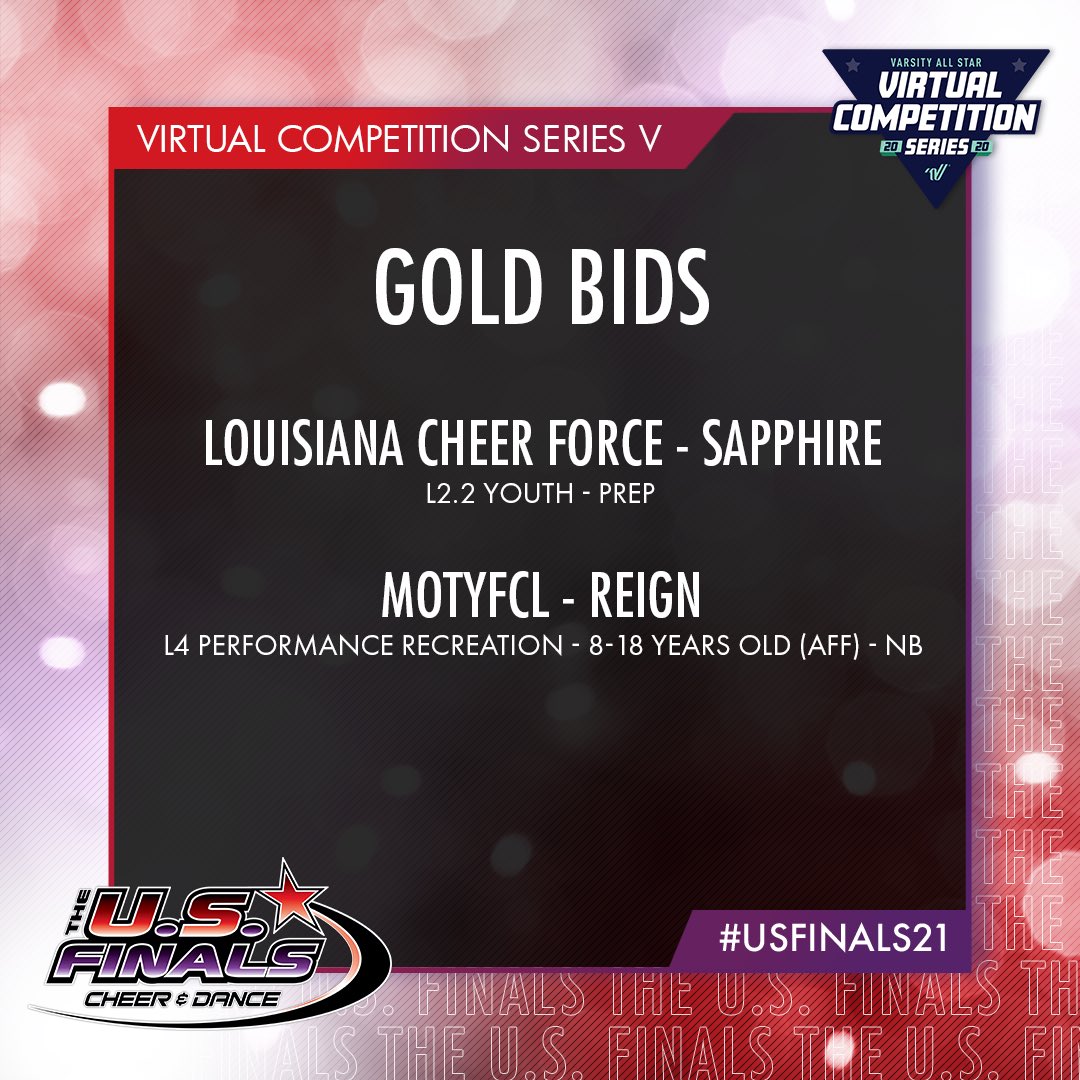 theusfinals's tweet photo. Another great weekend of competitions! Congratulations to all the teams who earned Gold Bids! ✨🏆 #USFinals #Celebrateyourseason #varsityallstar https://t.co/jB9JNgech6
