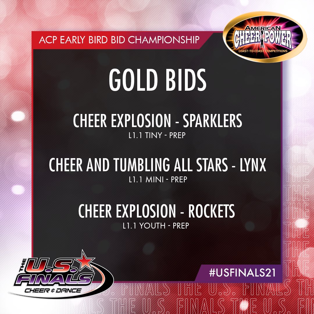 theusfinals's tweet photo. Another great weekend of competitions! Congratulations to all the teams who earned Gold Bids! ✨🏆 #USFinals #Celebrateyourseason #varsityallstar https://t.co/jB9JNgech6