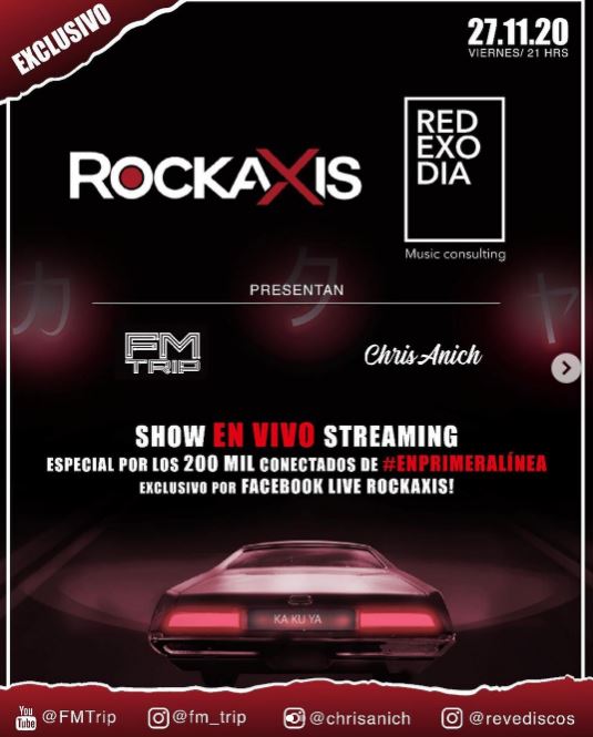 Este viernes 27 a las 21.00 por #facebooklive <a href="/rockaxisoficial/">Rockaxis</a> estrenamos show acústico, junto a los bakanes de @chrisanich. 
No te pierdas una noche de #rock #alternativo #electronica #acusticos
Patrocina @redexodiachile