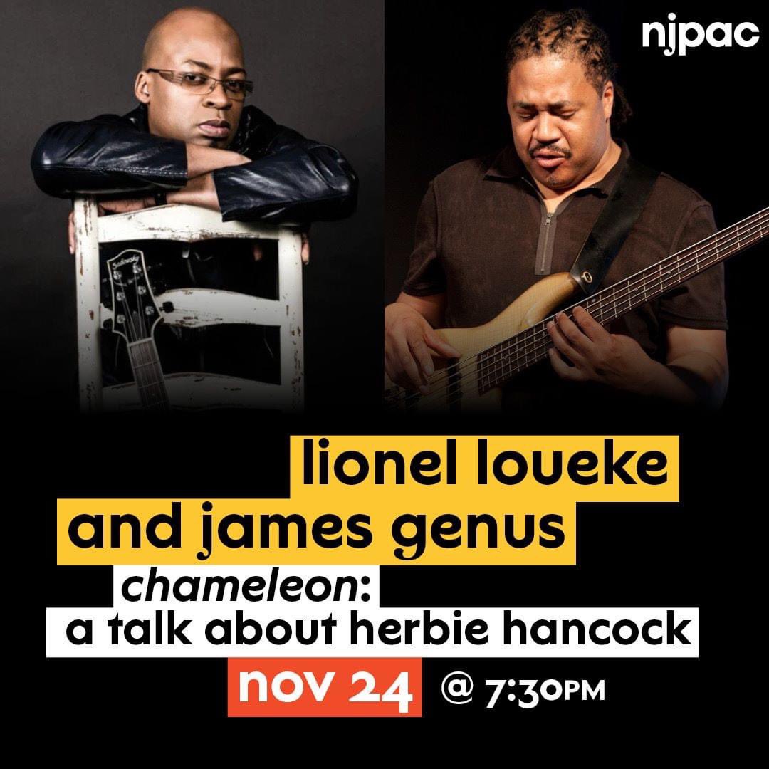 2bHearandNow's tweet photo. Looking forward to hosting this discussion tonight at 7:30pm! Tune in to FB for a lively virtual conversation about the shape-shifting, genre-defying jazz icon, Herbie Hancock featuring two long-standing members of his touring band, Lionel Loueke (guitar) and James Genus (bass). https://t.co/sqRZBS2HdL