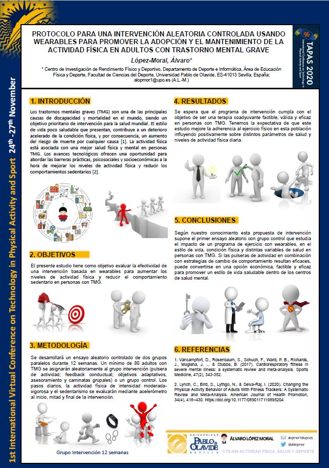 alvlopmor's tweet photo. 🚨WE KEEP ADDING in the #PsychiActiveProject!
📋Another one from @GrupoCTS948 and @CIRFD_UPO in the "International Conference on Technology in Physical Activity and Sport" #TAPAS2020
@Tapas2020IC
🧠👟Working to make active lifestyle reality in mental health. @pablodeolavide https://t.co/iQQT8wsquy