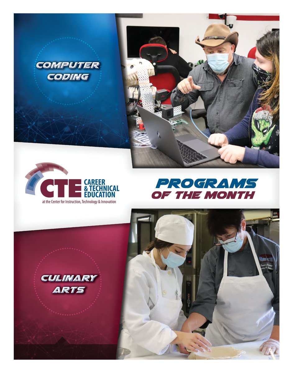 November's Programs of the Month for CTE are Computer Coding and Culinary Arts! Whether your aspiration is to be a chef or coder, CTE is here to help you build your future! #BuildYourFutureWithCTE