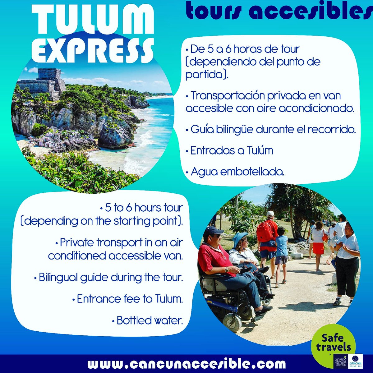 Como parte de nuestros #toursaccesibles tenemos #tulumexpress: una maravillosa oportunidad para disfrutar de esta joya del #caribemexicano
🌺
#tours #accessibletourism #turismoaccesible #mexicoinclusivo #caribbean #caribemexicano #caribe #accessiblevan #transporteaccesible