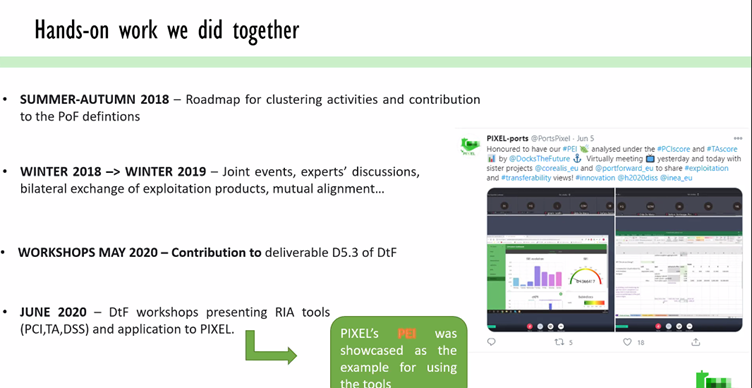 PortExpertise's tweet photo. #PoF #ClusterCooperation: a common #Vision2030 at #DtFFinalEvent for @DockstheFuture with Ignacio Lacalle Úbeda of @UPV of Valencia, Margarita Kostovasili of @IccsNtua | @StefKokkorikos of @coreinno2016 - representing the #PofRIAprojects @PortsPixel @corealis_eu @portforward_eu https://t.co/PzRiaZcjMR