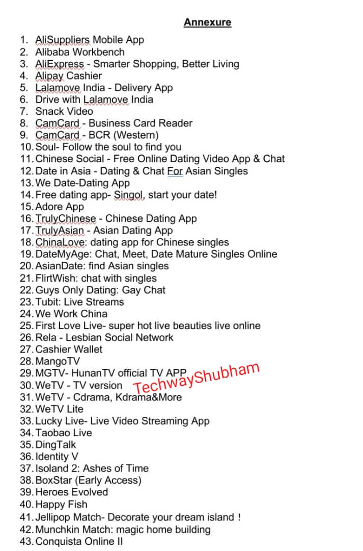 TechwayShubham's tweet image. In india Snack video + 42 apps ban list -
#India #snackvideo
#ChineseApps #43ChineseApps