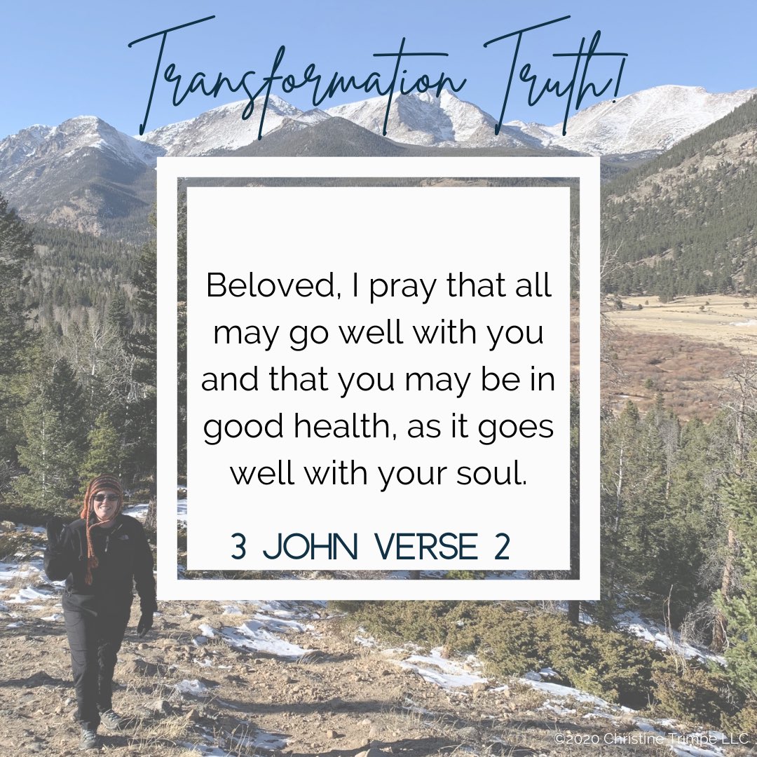 TrimpeChristine's tweet photo. My soul sings reading and meditating on this verse this morning. I wish this truth for all! My journey has been a body, mind, ❤️, &amp; soul #transformationtuesday story, indeed. I hope the same for you. #3John2 #MountainsMajesty https://t.co/hmffjGWGQC