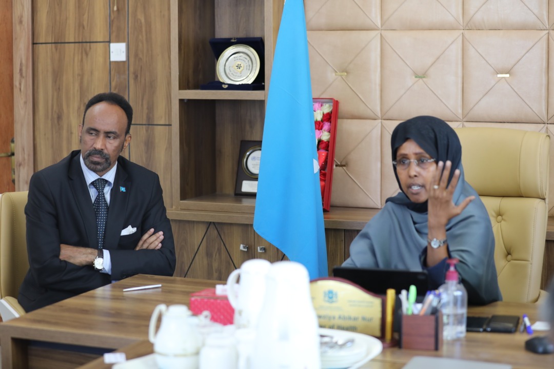 MoH_Somalia's tweet image. @AbikarDr, Welcomed Hanna Laitinen, Finland Counsellor for Education &amp;amp; Social Development with Suleqo Yusuf, the Coordinator for Development Cooperation, Finland supports SRHR service delivery, capacity building of health institutions &amp;amp; workforce @FinlandinSom, @UNFPA_SOMALIA
