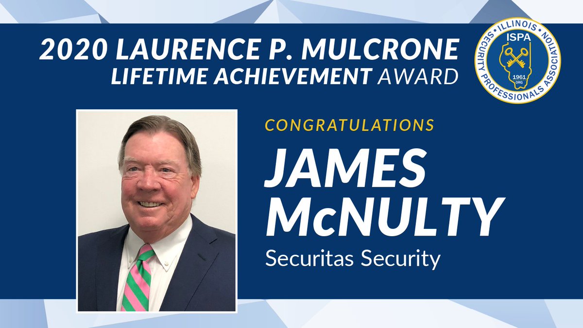 ISPA congratulates James McNulty from Securitas Security on receiving the 2020 Laurence P. Mulcrone Lifetime Achievement Award. Secure your complimentary Gala tickets here: eventbrite.com/e/ispa-awards-…
#ispa #awards #security #recognition