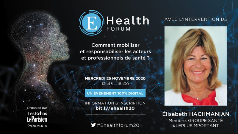 J-1 pour notre intervention au #Ehealthforum20 de 
<a href="/LesEchos/">Les Echos</a> le 25 novembre ! 
<a href="/elisahach/">Elisabeth Hachmanian</a> présentera nos constats &amp; propositions pour l'accompagnement des professionnels de santé aux disruptions tech !
👉bit.ly/EHEAITV
 #esante #techforpeople #transfonum #pouvoirdagir