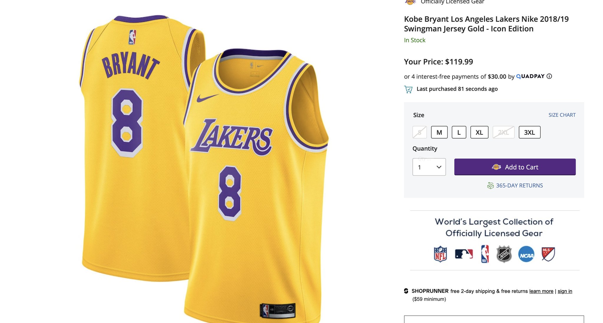 kobe bryant lakers icon edition