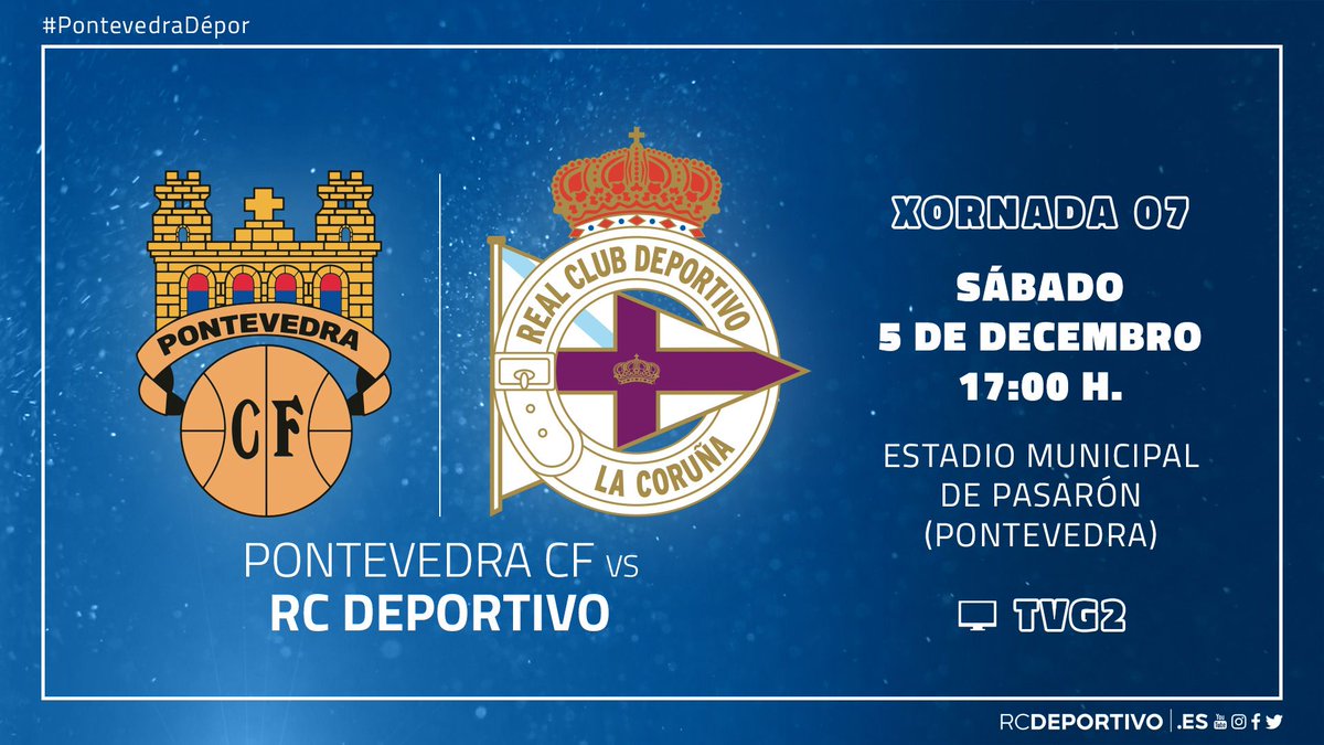 O #PontevedraDépor xogarase o sábado 5 ás 17:00 h. en Pasarón rcdeportivo.es/gl/noticia/o-p…