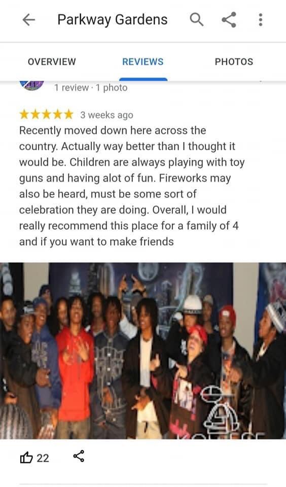 BossDestineyLuv's tweet photo. These #oblock google reviews are hilarious 🤣 according to #googlemaps, the notorious #chicago neighborhood is actually a pretty nice place 😀 / #parkwaygardens #chiraq #warinchiraq #chicagohoods #64thstreet #housingproject #thehood #blackdisciples #chicagogangs https://t.co/U1Dg9Qqsly