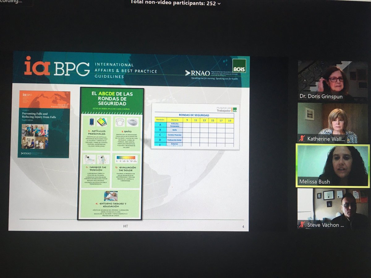 Rounding for falls prevention also enabled #COVID-19 assessment says Melissa Bush from Hospital Del Trabajador #BPSO in Chile <a href="/RNAO/">RNAO</a> symposium