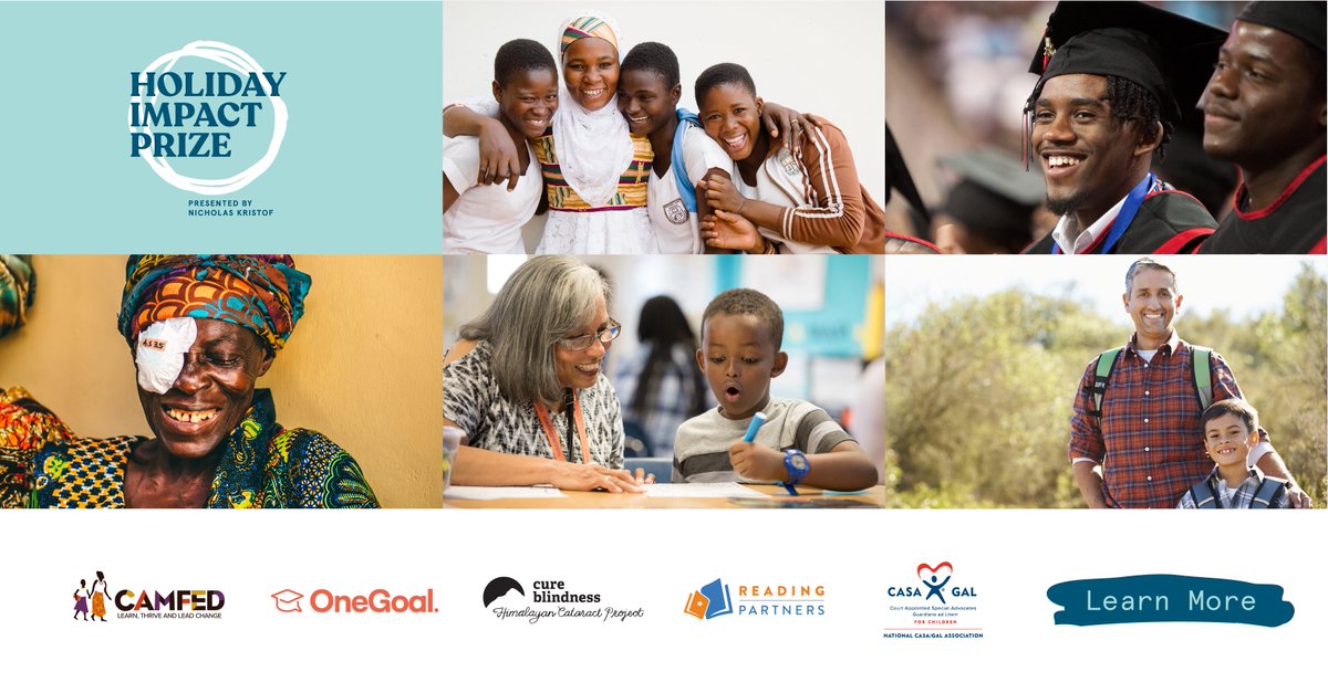 worldreaders's tweet photo. If you’re struggling to find hope and meaning this season, @NickKristof  has some uplifting ideas for you! Take a look at these incredible organizations that are changing lives. 

@Camfed @OneGoalGraduate @CureBlindness @NationalCASAGAL @ReadingPartners https://t.co/zxVcLzPjnX https://t.co/SZNuEUW6wF