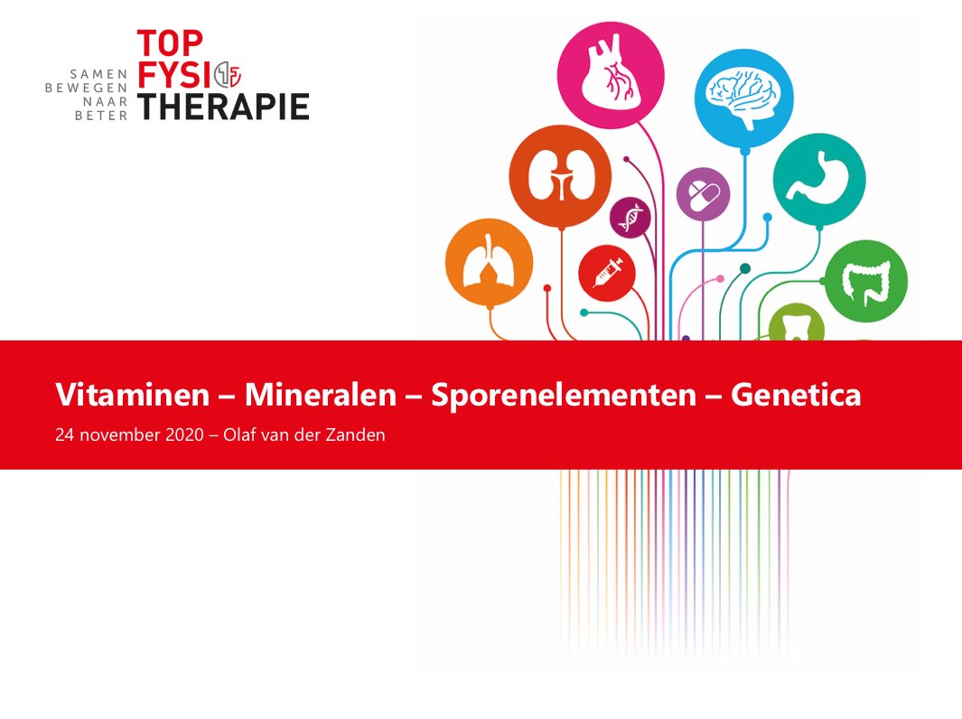 Vanmiddag gaf <a href="/olafvdzanden/">Olaf van der Zanden</a> de presentatie ‘Vitaminen, mineralen, sporenelementen en genetica’ voor het team. 4x per jaar organiseren wij ‘Theorie &amp; Vaardigheden’-sessies met ons team om kennis met elkaar te delen. #kwaliteit #lerenvanelkaar #kennisdelen #kPNI #fysiotherapie