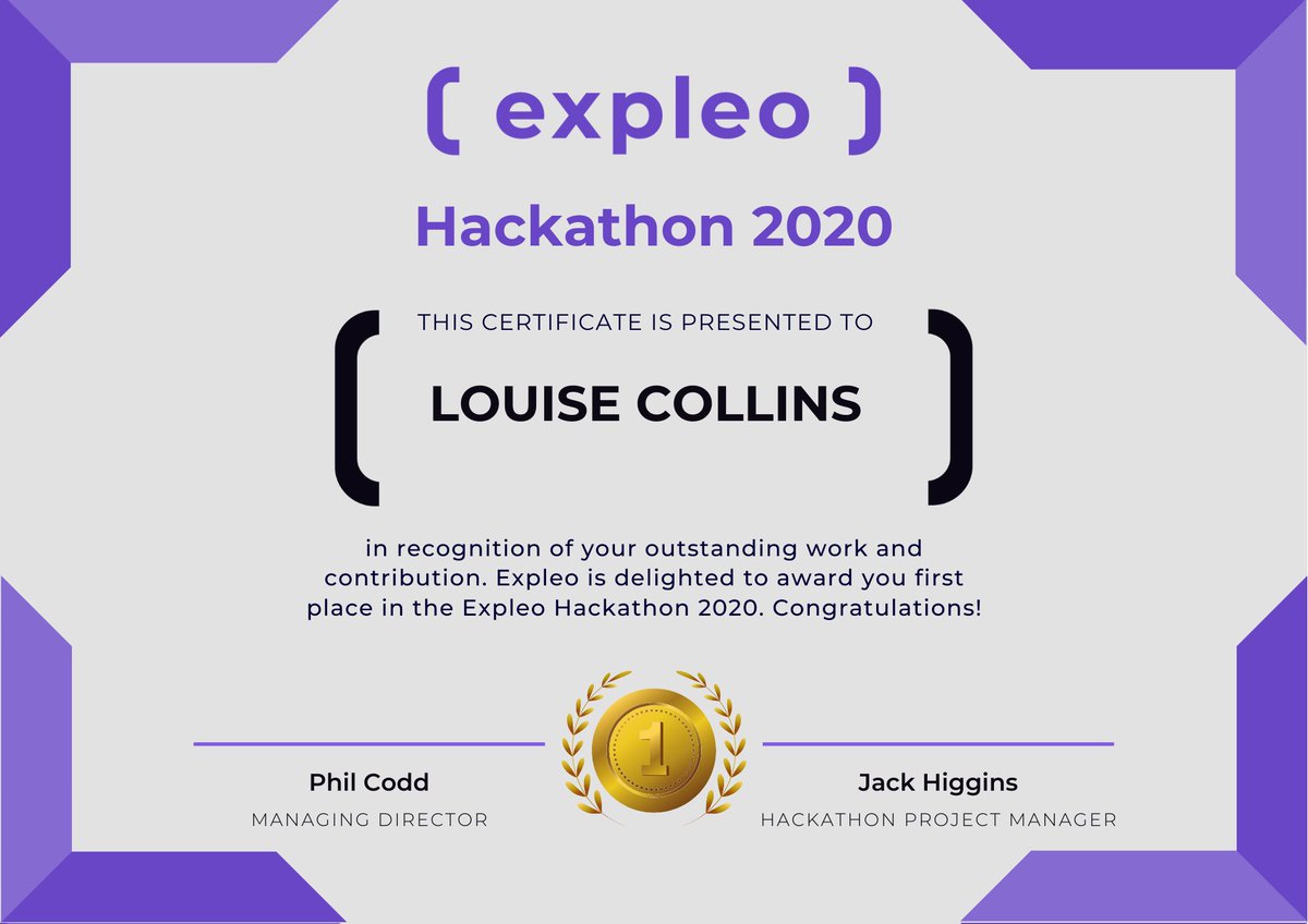 techGirlBelfast's tweet photo. Delighted to have won 1st place (along with my team) in  Expleo Ireland's first ever Hackathon!! #hackathon #problemsolving #expleo #teamwork https://t.co/2n409niFHU