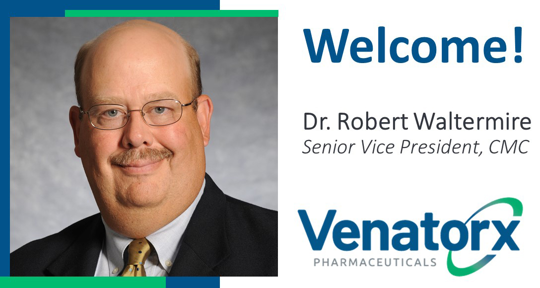 VenatorxPharma's tweet photo. Please join us and welcome Robert Waltermire, Ph.D. as @venatorxpharma's SVP, CMC w 30+ years' experience in CMC #development #commercialization https://t.co/he0BNBrh0j #WorkingToFightAMR #innovation #StopSuperbugs https://t.co/sHijGIlpbz