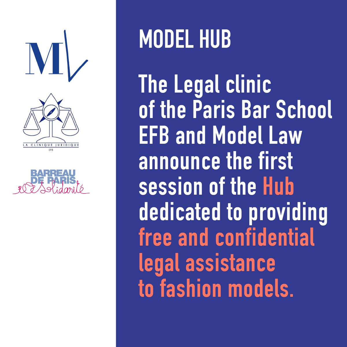 CliniqueEFB's tweet photo. LANCEMENT DU PÔLE MANNEQUINS 
👉permanences juridiques spécialisées dans les problématiques liées aux activités de mannequinat ; 
👉en partenariat avec @model_law et @BSolidarite
 
Prendre RDV : https://t.co/qNeQoavobO https://t.co/xoGFVJ6krj
