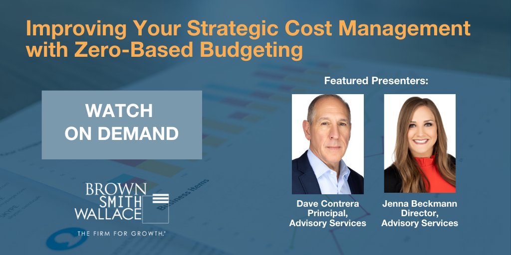 bswllc: Jenna Beckmann and Dave Contrera discuss how to approach #costmanagement, #zero-based budgeting, #processimprovements to reduce costs, and #sustainability &amp; routine in this recorded webinar, hosted by First Bank.  ow.ly/hYbf50CsRXU