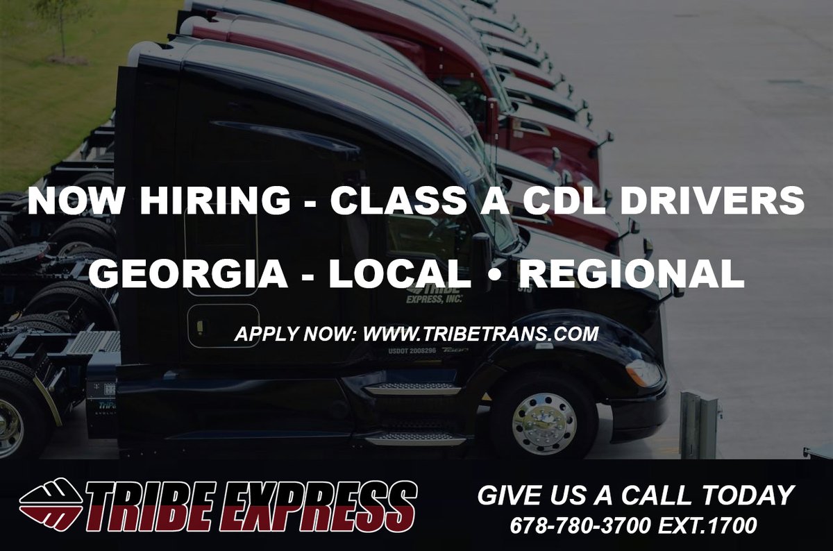 TribeTrans's tweet image. We're hiring! We are currently looking for experienced Class A CDL drivers for our Georgia - Local and Regional driving positions. Give us a call or apply today to see if you qualify! #jointhetribe
Website: tribetrans.com 
Recruiting: 678-780-3700 Ext.1700