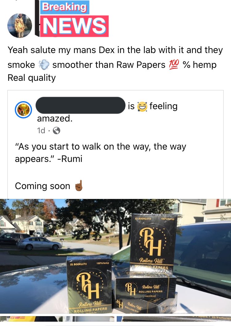 TheRollersHill's tweet photo. Smoothest Rolling Papers in the Game! 100% Hemp! Reviews claim to be smoother than RAW 💯😎 #rollingpaper #420vibes #RAW #tokers #smokers #cannabis #BlackOwnedBusiness https://t.co/TT8syeLl1e