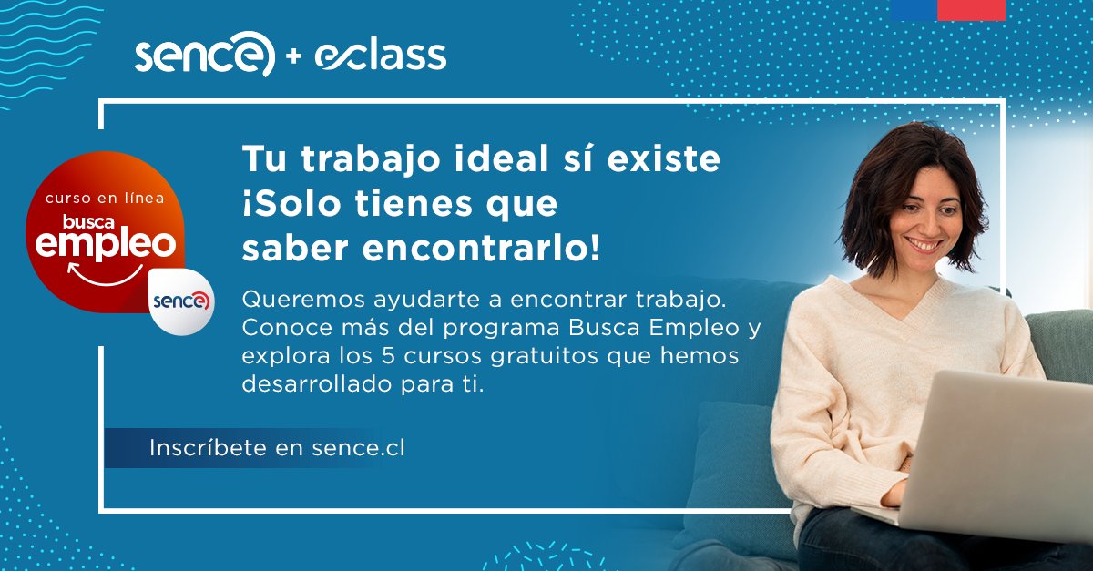 eclass's tweet image. INSCRÍBETE GRATIS - Programa Busca Empleo eClass-SENCE. Son 5 cursos online, de corta duración y gratis, con foco en la búsqueda de empleo y la entrega de herramientas concretas para hacer más eficiente el trabajo
eclass.me/35I999q 
#elearning #empleo #haypega #buscopega