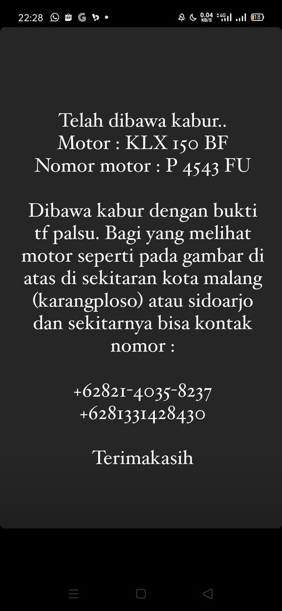 mantsurs's tweet photo. Mohon bantuannya rek, kalo ada yg tau silahkan dm aja 
@infomalang https://t.co/lkejI2GK1d