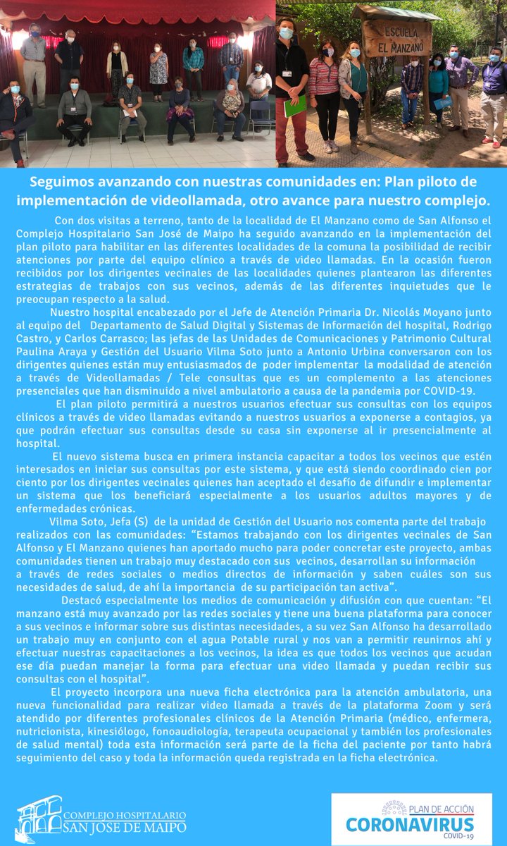 chsjm's tweet photo. Seguimos avanzando con la implementación de las atenciones médicas para nuestra comunidad con el sistema de video llamadas, las comunidades de San Alfonso y @JuntaManzano están trabajando codo a codo con nuestro hospital https://t.co/RSS19PoXaN