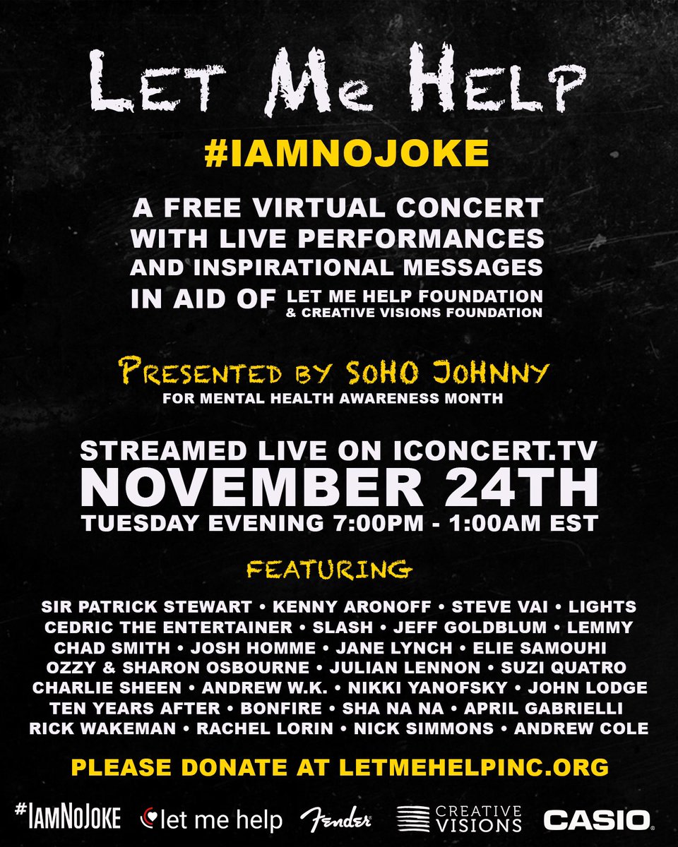 ThisIsJimmyStar's tweet photo. Today is the day .....the @IAMNOJOKESONG @letmehelpinc celebrity benefit concert ....FREE from 7pm - 1 am ET https://t.co/5CxUW64SD8