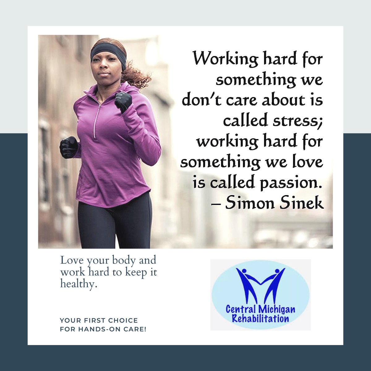 We Hope You Are Working Hard to Stay Active &amp; Healthy! Central Michigan Rehab is here to help if you are experiencing pain or a decline in health.  

Give us a call today at either our Mt. Pleasant clinic: (989)772-0258 or St. Louis: (989)681-8360.