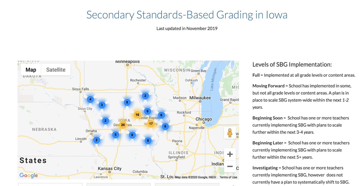 mctownsley's tweet photo. Did you know that 100+ Iowa secondary schools are implementing standards-based grading or have a plan to do so in the next several years?  Executive summary coming soon!  Until then, check out the interactive map: https://t.co/ihSqku6nKN #sblchat https://t.co/6j5jPzo6fg
