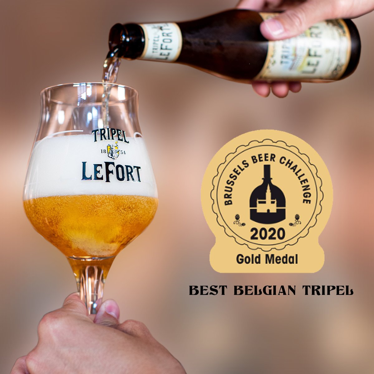 Op Brussels Beer Challenge 2020 haalt Brouwerij <a href="/OmerVDG/">Omer Vander Ghinste</a>  Vander Ghinste goud met Tripel LeFort.  90 gereputeerde bierkenners proefden coronaproof 1500 bieren. Eerder won Tripel LeFort bier goud
op World Beer Awards en World Beer Cup voor Beste Tripel ter Wereld. #Bellegem