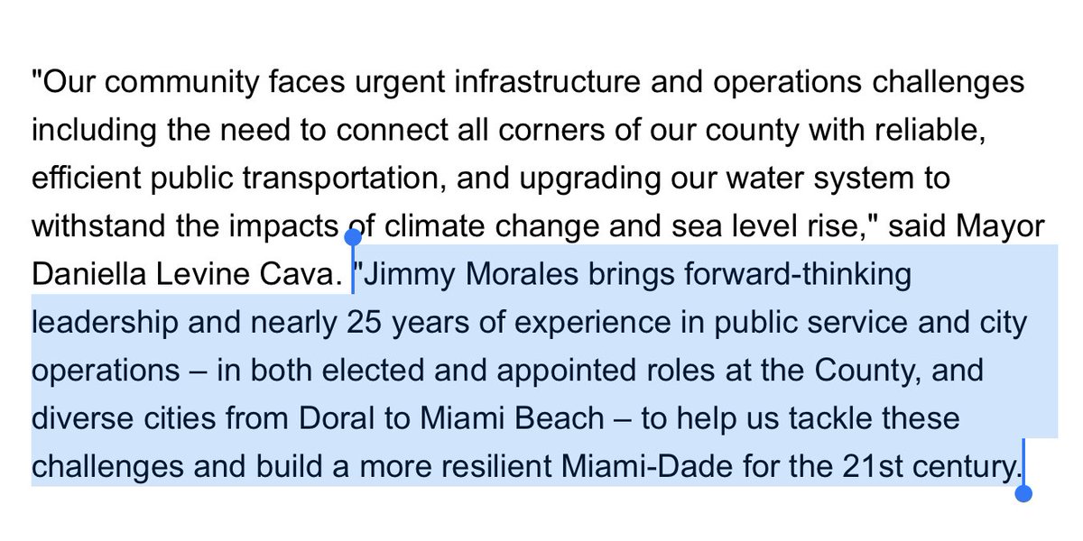 Everything  @MayorDaniella says about Jimmy Morales here is a lie. How she can appoint him to such an important position in our county and be so staggeringly ignorant about his record is alarming. It's like she cancelled her own administration before it even started.  #BecauseMiami