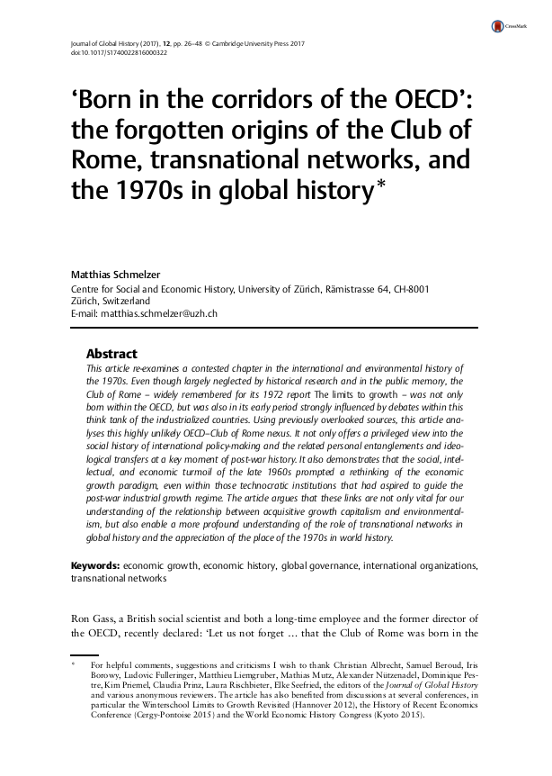 Did you know that the  @ClubOfRome, whose 1972 report Limits to Growth is still the most famous critique of economic growth, was "born in the corridors of the OECD", arguably the international organization most closely associated with the promotion of growth? History thread 1/