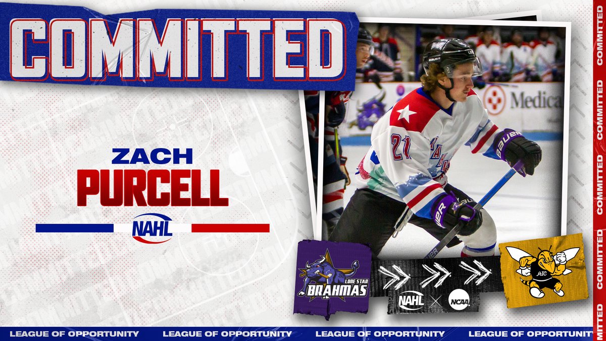 #NAHL Commitment Alert: <a href="/LoneStarBrahmas/">Lone Star Brahmas 🏆</a> forward and <a href="/NAPHL/">NAPHL</a> grad Zach Purcell has committed to play NCAA Division 1 <a href="/collegehockey/">College Hockey Inc.</a> for <a href="/AIC_Hockey/">AIC Hockey</a> in <a href="/Atlantic_Hockey/">Atlantic Hockey America</a> #LadderofDevelopment nahl.com/news/story.cfm…