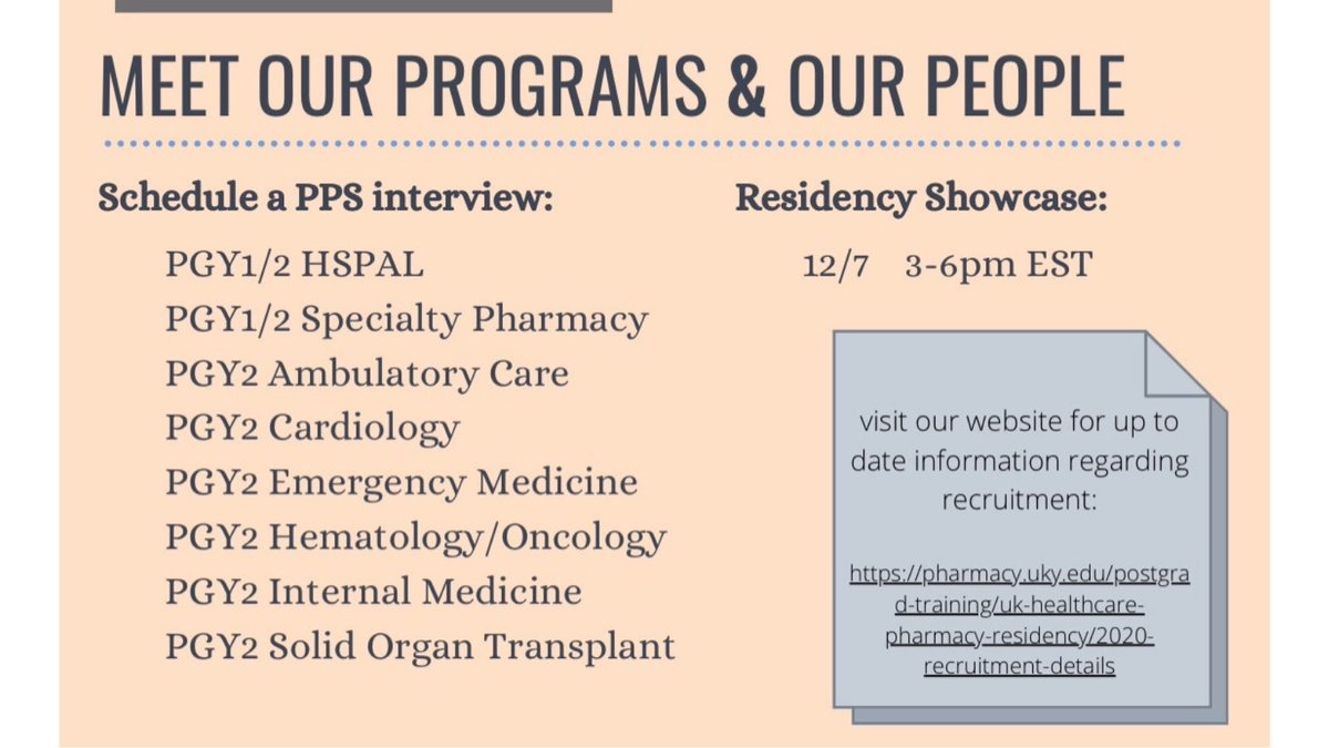 who will we meet at <a href="/ASHPOfficial/">ASHP</a> MCM?! 

<a href="/UKPharmRes/">UK Pharmacy Residency</a> is excited to see you at PPS as well as during our showcase!

all the info here: pharmacy.uky.edu/postgrad-train…

#PharmRes #TwitteRx