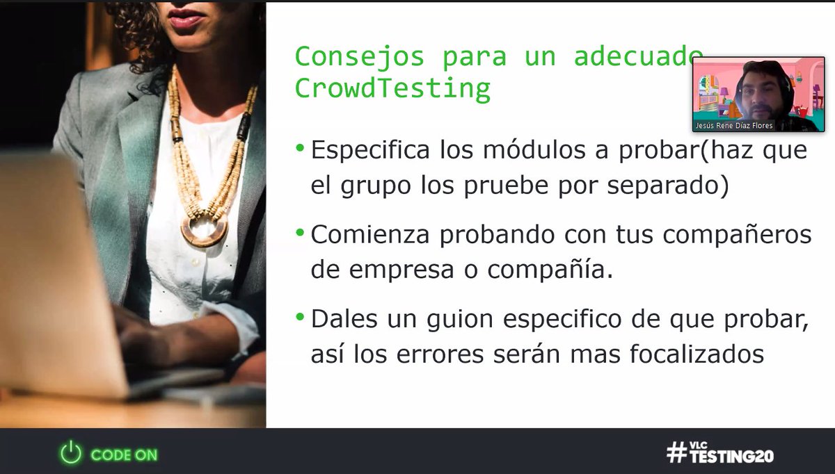 CarmenMonforteC's tweet image. CROWDTESTING en #VLCTESTING20 #CODEON
con Jesús Rene