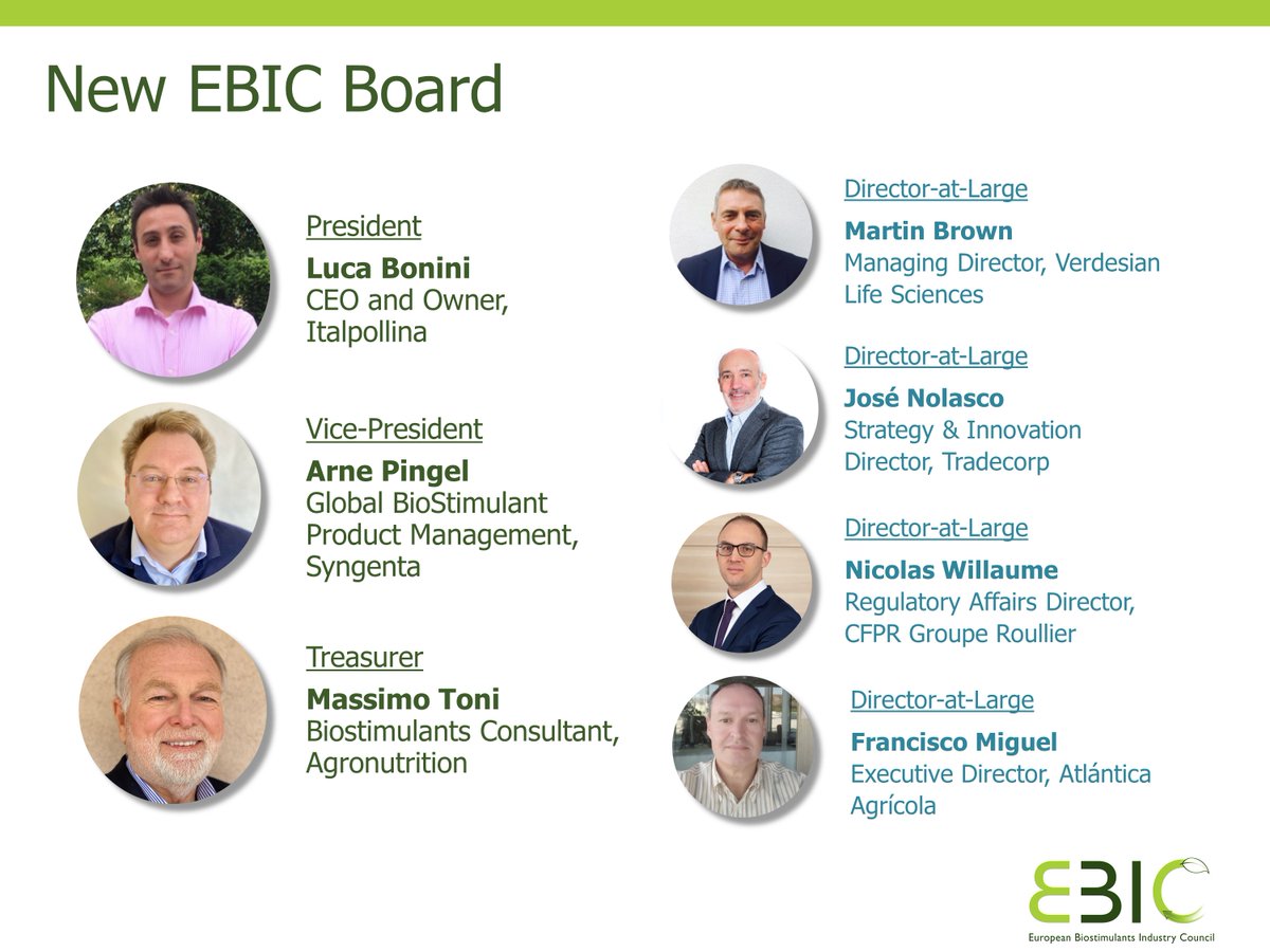biostimulantsEU's tweet photo. Biostimulant companies across Europe took stock of a turbulent 2020 and established their common vision for 2021 at EBIC's General Assembly online today 👏
They elected a new Board ⬇️
We look forward to working towards our collective vision together! 🌱 https://t.co/sVfuRgY9O4