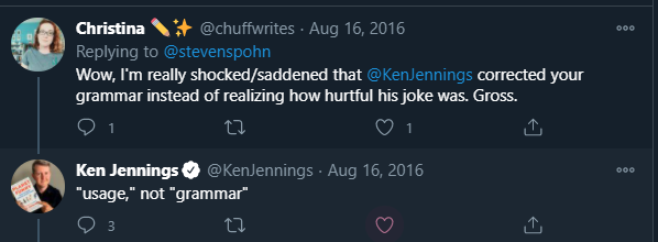 stevenspohn's tweet photo. Ah, I see @Jeopardy has chosen Ken Jennings as first interim host.

Alex Trebek was it kind, goodhearted man.

Ken is a bully who thinks it's fun to mock people with disabilities.

Then double down when called out instead of apologizing.

Bad choice, Jeopardy. https://t.co/aT6AdP8cbs