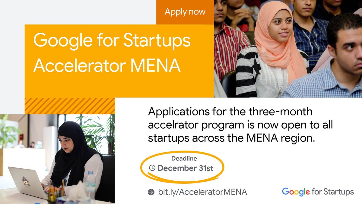 abid_salim's tweet photo. The application window for the first @GoogleStartups  ‘Google for Startup Accelerator’ program in the MENA region is now open to all MENA-based #startups.

Learn more and apply by Dec 31st → https://t.co/SW7BoZ8QpN

Blog → https://t.co/ZEEwpmd0k4

#GrowStrongerwithGoogle https://t.co/yI7IwXlyL1